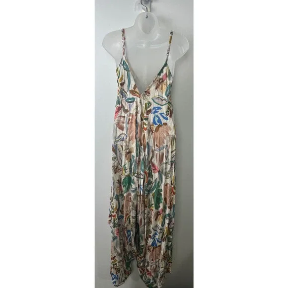 World Market Jumpsuit Womens S/M Floral Print Harem Rayon Boho Lagenlook E6 - Picture 5 of 8